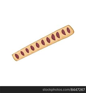 puff pastry with jam filling. Hand-drawn element in flat style isolated on white background. For a bakery or cafe