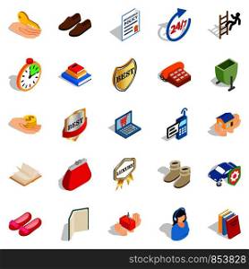 Puffery icons set. Isometric set of 25 puffery vector icons for web isolated on white background. Puffery icons set, isometric style