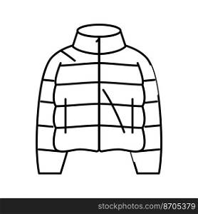 puffy jacket outerwear female line icon vector. puffy jacket outerwear female sign. isolated contour symbol black illustration. puffy jacket outerwear female line icon vector illustration