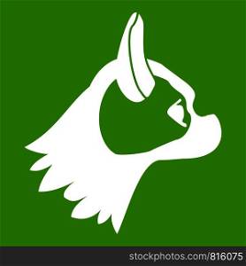 Pug dog icon white isolated on green background. Vector illustration. Pug dog icon green