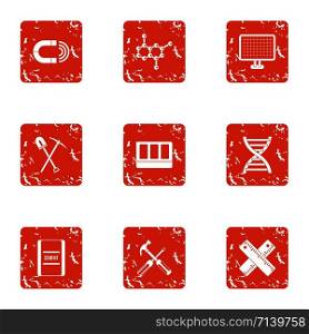 Pull icons set. Grunge set of 9 pull vector icons for web isolated on white background. Pull icons set, grunge style