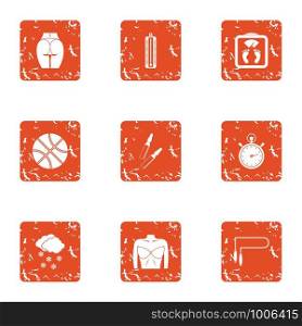 Pull up figure icons set. Grunge set of 9 pull up figure vector icons for web isolated on white background. Pull up figure icons set, grunge style