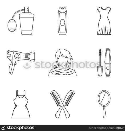 Pullet icons set. Outline set of 9 pullet vector icons for web isolated on white background. Pullet icons set, outline style