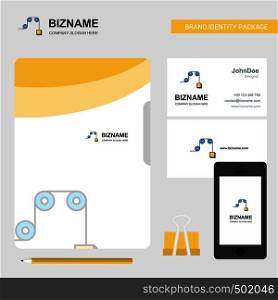Pulley Business Logo, File Cover Visiting Card and Mobile App Design. Vector Illustration