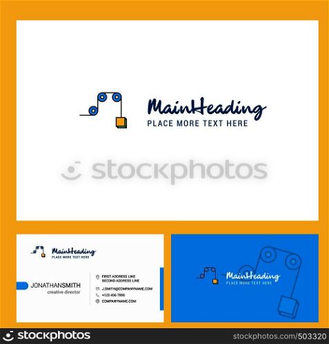 Pulley Logo design with Tagline & Front and Back Busienss Card Template. Vector Creative Design