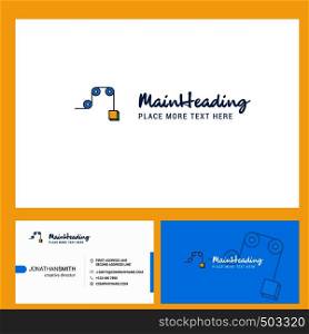 Pulley Logo design with Tagline & Front and Back Busienss Card Template. Vector Creative Design