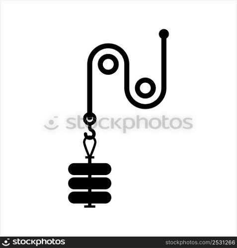 Pulley System Icon, Rope, Belt, Wheel, Pulley Power Transformation System Vector Art Illustration