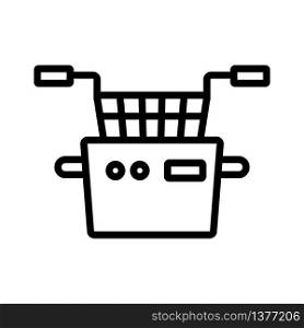 pulling out frying basket icon vector. pulling out frying basket sign. isolated contour symbol illustration. pulling out frying basket icon vector outline illustration
