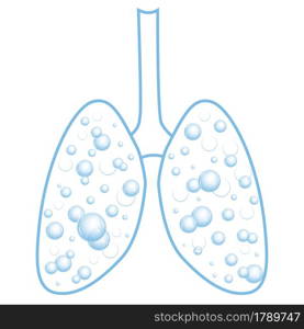 Pulmonary edema. Fluid in the respiratory organs. Bubbles in the lungs. Vector illustration isolated on white background.. Pulmonary edema. Fluid in the respiratory organs. Bubbles in the lungs. Vector illustration.