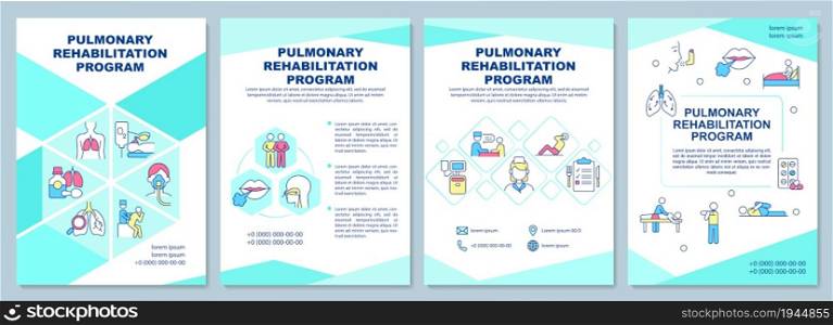 Pulmonary rehabilitation program brochure template. Flyer, booklet, leaflet print, cover design with linear icons. Vector layouts for presentation, annual reports, advertisement pages. Pulmonary rehabilitation program brochure template