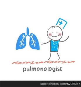 pulmonologist is standing next to a person&#39;s lungs