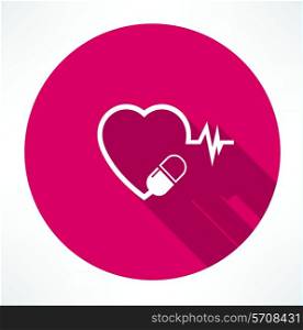 pulse and pill icon. Flat modern style vector illustration