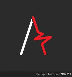 Pulse line initial letter logo icon flat design