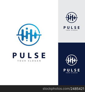 Pulse Wave logo Vector. Creative Sound waves logo concept design template