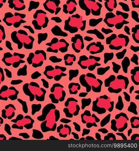 Puma crimson camouflage seamless pattern. Jaguar orange spots with black jaguar outlines in vivid red leopard vector color scheme.. Puma crimson camouflage seamless pattern. Jaguar orange spots with black jaguar outlines in vivid red leopard.