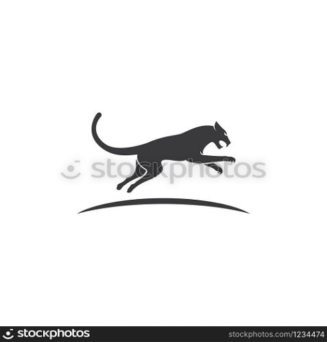 Puma,panther,tiger or leopard Logo design vector illustration template