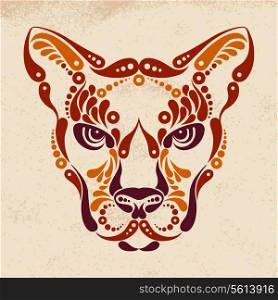 Puma tattoo, color symbol decoration illustration