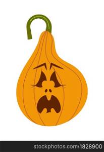 Pumkin scary Halloween face vector. Halloween pumpkin or ghost grimace. Terrible eyes and mouth with a silhouette style. Emotion, icons of skeleton for makeup, a night party.. Pumkin scary Halloween face vector. Halloween pumpkin or ghost grimace.
