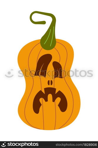 Pumkin scary Halloween face vector. Halloween pumpkin or ghost grimace. Terrible eyes and mouth with a silhouette style. Emotion, icons of skeleton for makeup, a night party.. Pumkin scary Halloween face vector. Halloween pumpkin or ghost grimace.