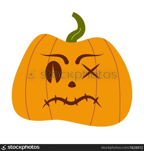 Pumkin scary Halloween face vector. Halloween pumpkin or ghost grimace. Terrible eyes and mouth with a silhouette style. Emotion, icons of skeleton for makeup, a night party.. Pumkin scary Halloween face vector. Halloween pumpkin or ghost grimace.