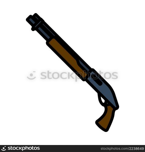 Pump-action Shotgun Icon. Editable Bold Outline With Color Fill Design. Vector Illustration.