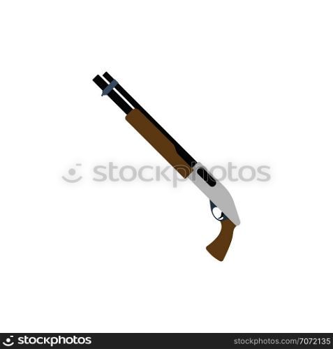 Pump-action shotgun icon. Flat color design. Vector illustration.