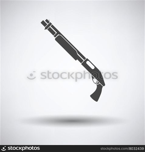 Pump-action shotgun icon on gray background, round shadow. Vector illustration.