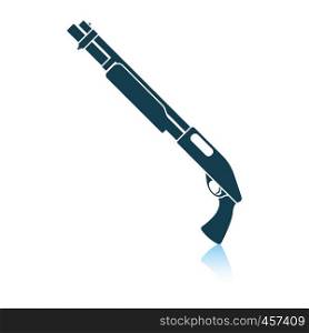 Pump-action shotgun icon. Shadow reflection design. Vector illustration.