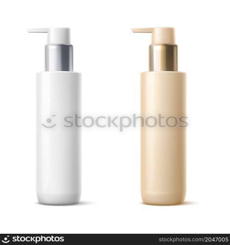 Pump bottle mockup. Cosmetic package blank template isolated on white background. Pump bottle mockup. Cosmetic package blank template