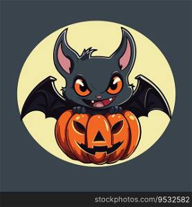 Pumpkin and bat vector for a cool Halloween