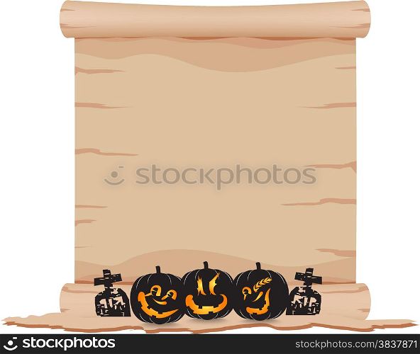 pumpkin and parchment sign