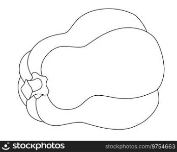 Pumpkin Autumn fruit - linear vector drawing for coloring. Outline. Pumpkin for cooking or Halloween. Healthy plant food editable outline