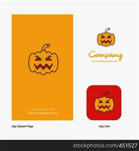 Pumpkin Company Logo App Icon and Splash Page Design. Creative Business App Design Elements