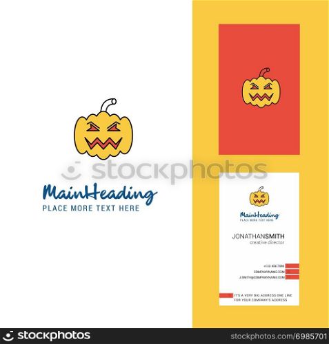 Pumpkin Creative Logo and business card. vertical Design Vector