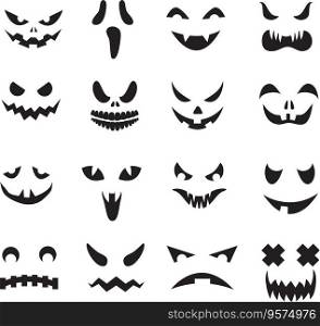 Pumpkin faces halloween jack o lantern face vector image
