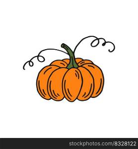 Pumpkin. Flat color icon. Thanksgiving design. Autumn pumpkin.