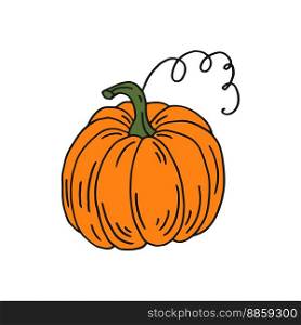 Pumpkin. Flat color icon. Thanksgiving design. Autumn pumpkin.