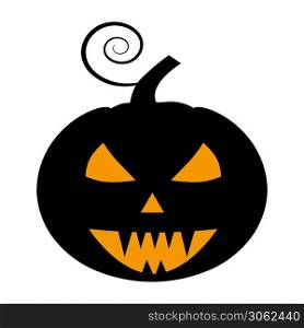 Pumpkin flat single icon. Halloween pumpkin symbol of fear and danger. Pumpkin flat single icon. Halloween pumpkin symbol of fear and danger. Black spooky decorative element. Vector illustration isolated on white background