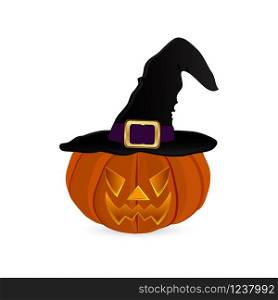 Pumpkin for Halloween in a witches hat illustration. Pumpkin for Halloween in a witches hat