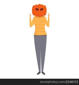 Pumpkin head costume icon cartoon vector. Funny kid. Cute character. Pumpkin head costume icon cartoon vector. Funny kid