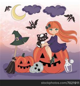 PUMPKIN HOLIDAY Halloween Cartoon Vector Illustration Set