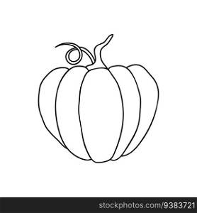 Pumpkin icon cute fruit, in simple line drawings. Vector illustration of pumpkin for Halloween or harvest, badges for labels, packaging