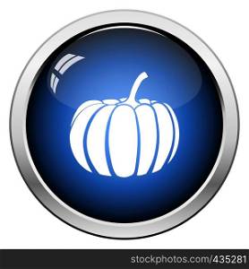 Pumpkin icon. Glossy Button Design. Vector Illustration.