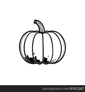 Pumpkin Icon hand draw black colour halloween logo vector element and symbol perfect.