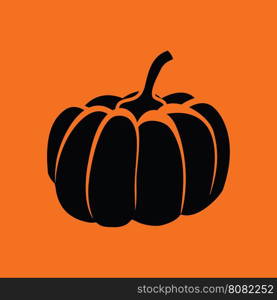 Pumpkin icon. Orange background with black. Vector illustration.