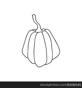Pumpkin icon outline, big fruit in simple line drawings. Vector illustration of pumpkin for Halloween or harvest, badges for labels, packaging