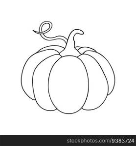 Pumpkin icon outline, in simple line drawings. Vector illustration of pumpkin for Halloween or harvest, badges for labels, packaging