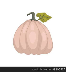 Pumpkin icon, pale pink fruit. Vector illustration of pumpkin for Halloween or harvest, badges for children&rsquo;s clothing or stationery