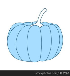 Pumpkin Icon. Thin Line With Blue Fill Design. Vector Illustration.