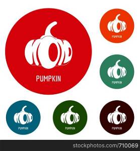 Pumpkin icons circle set vector isolated on white background. Pumpkin icons circle set vector
